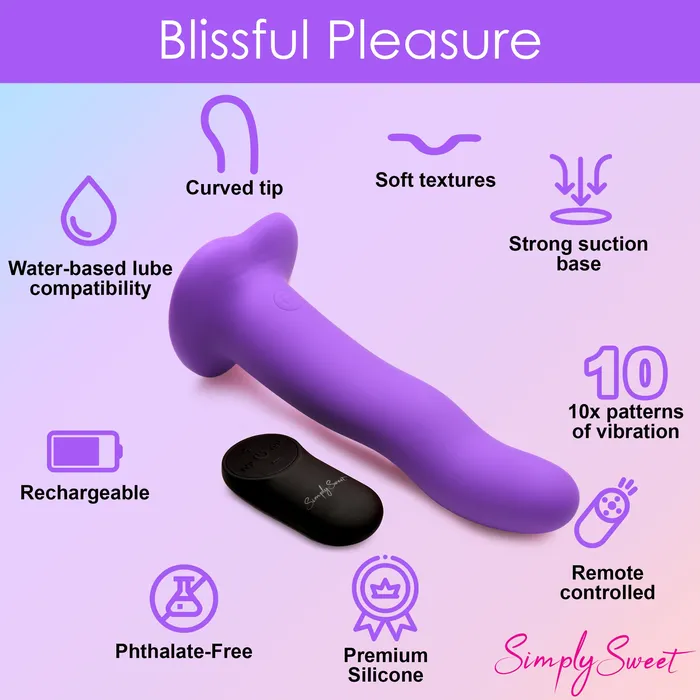 21X Vibrating Wavy Silicone Dildo w Remote Simply Sweet Female Sex Toys