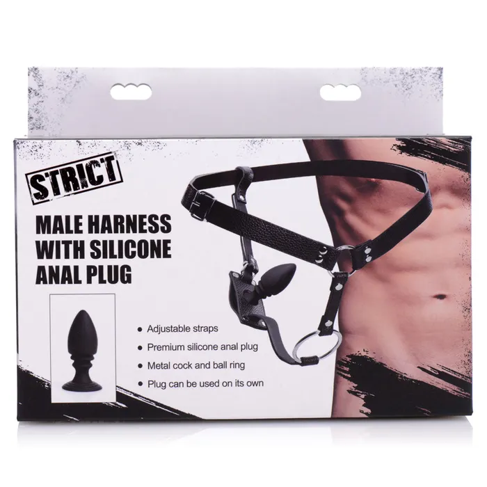 Strict Male Harness With Silicone Anal Plug XR Brands Male Sex Toys