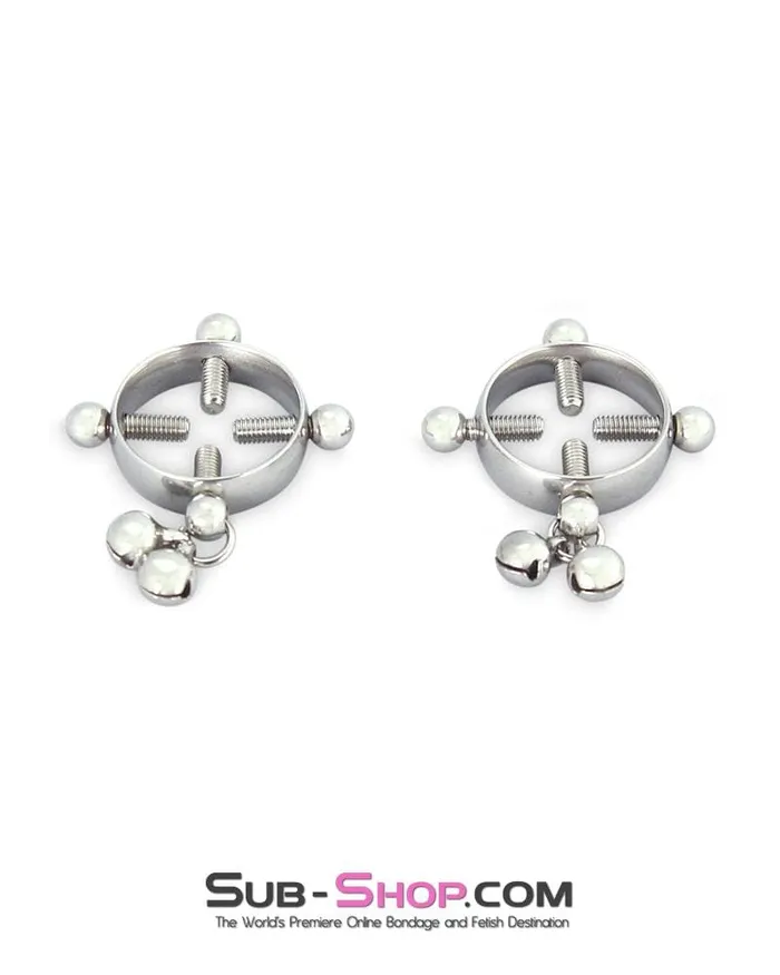 Nipple Clitoral Toys Ali Express 6862AE Silver Bells Nipple Vise NonPiercing Nipple Jewelry 4 Way Thumb Screw Nipple Clamps LAST CHANCE Final Closeout