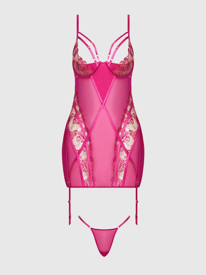 Anal Venus Lace Strappy Chemise GString Set Fredericks Of Hollywood