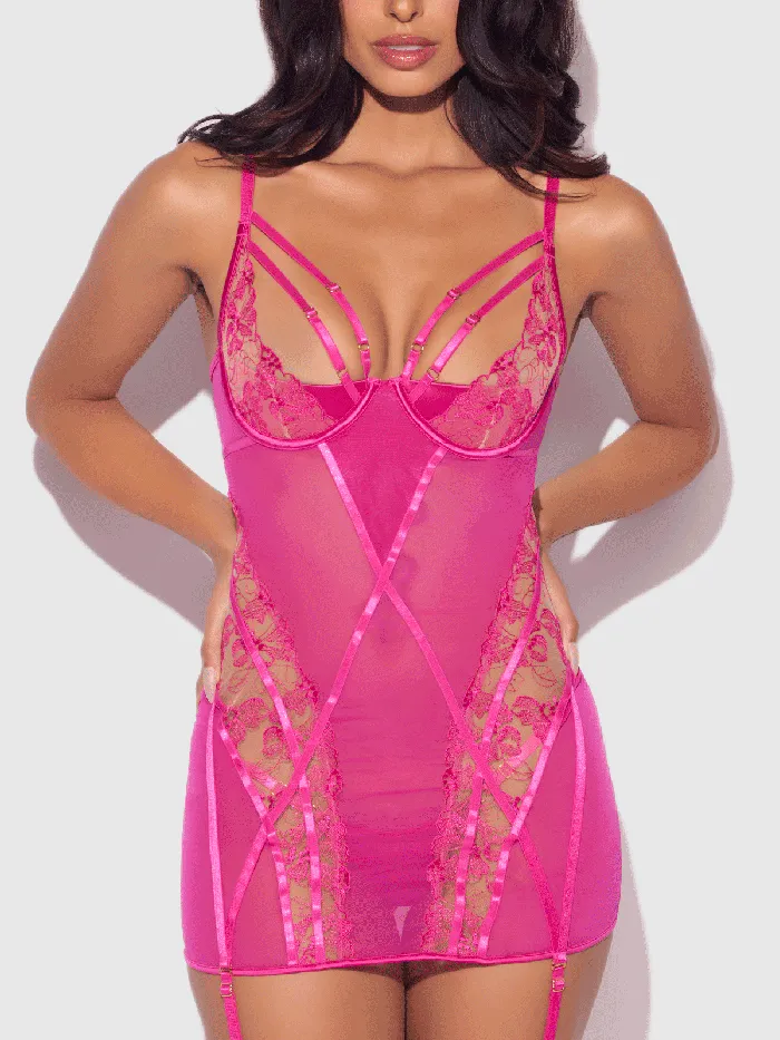 Anal Venus Lace Strappy Chemise GString Set Fredericks Of Hollywood